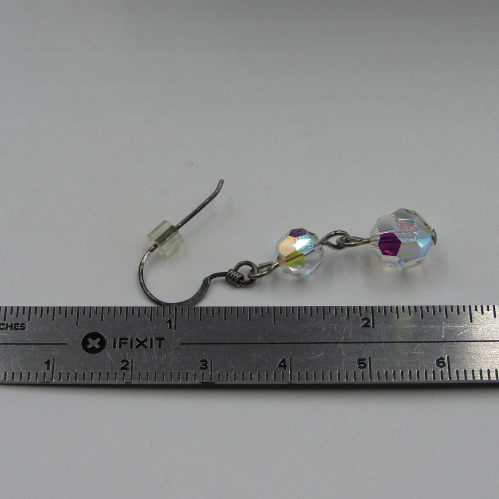 Sterling Silver Rustic Odd Crystal Dangle Earrings - image 3